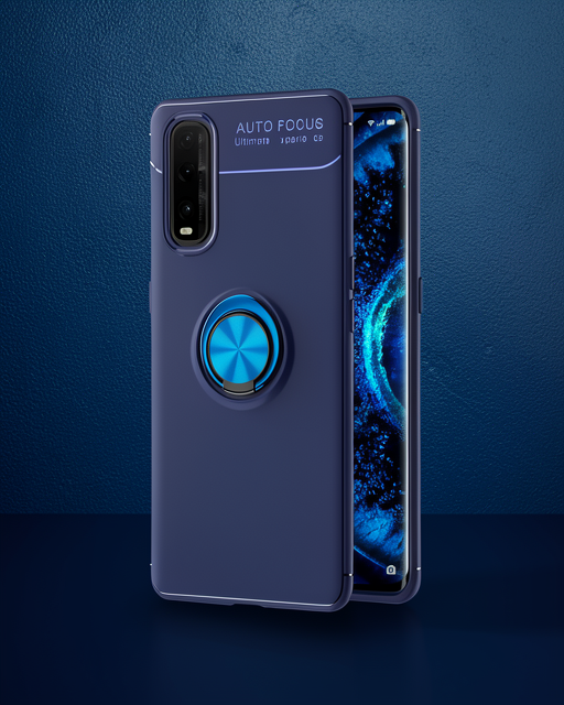 Oppo Find X2 Kılıf Range Yüzüklü Silikon - Mavi