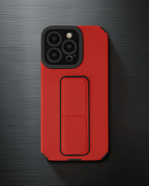 Apple İphone 13 Pro Kılıf Mega Standlı Silikon - Kırmızı