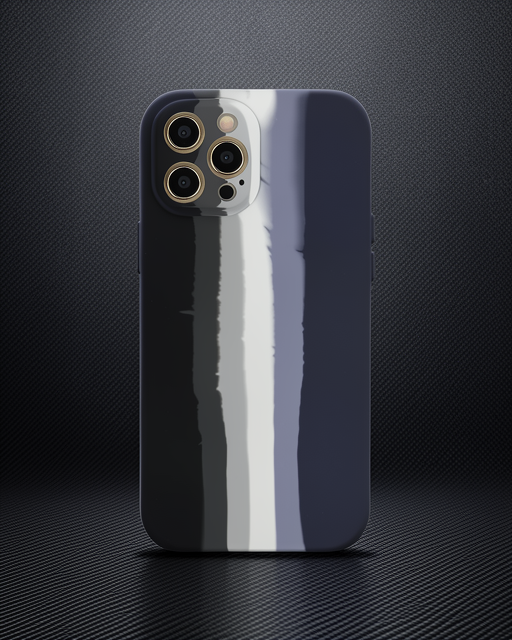 Apple İphone 12 Pro Kılıf Ebruli Lansman Silikon - Siyah-lacivert