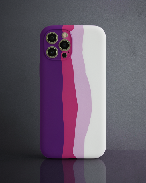 Apple İphone 12 Pro Max Kılıf Ebruli Lansman Silikon - Mor-beyaz
