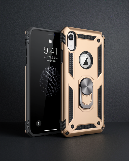 Apple İphone Xr Kılıf Sofya Yüzüklü Silikon Kapak - Gold