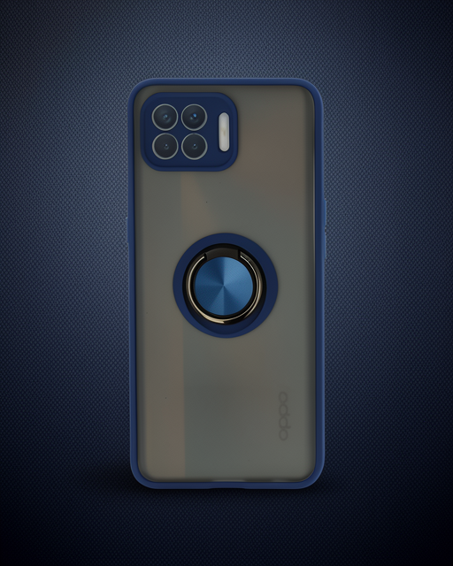 Oppo Reno 4 Lite Kılıf Montreal Yüzüklü Silikon Kapak - Lacivert