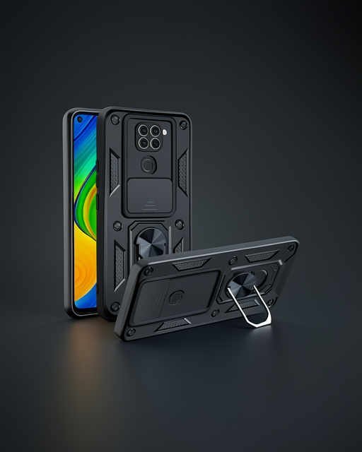 Xiaomi Redmi Note 9 4g Kılıf Pars Lens Yüzüklü Silikon - Siyah