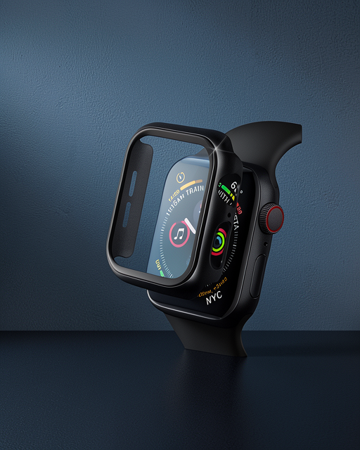 Apple Watch 41mm Camlı Kasa Ekran Koruyucu - Siyah