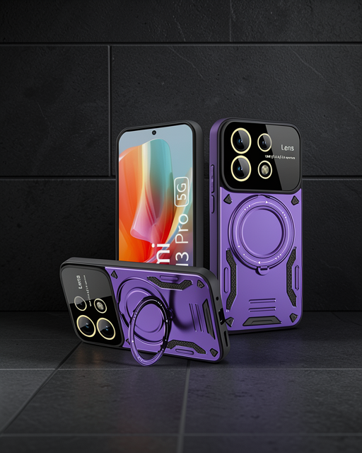 Xiaomi Redmi Note 13 Pro 4g Kılıf Joy Lens Standlı Kapak - Mor