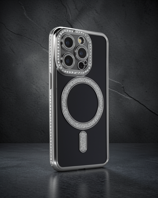 Apple İphone 14 Pro Max Kılıf Joke Simli Magneticsafe Kılıf - Gri