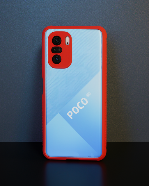 Xiaomi Poco F3 Kılıf Miami Şeffaf Silikon - Kırmızı