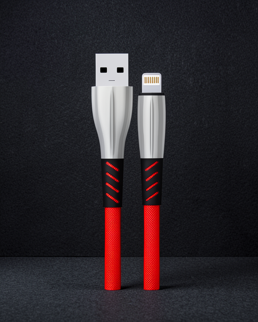 S89 Metal Uçlu Lightning Kablo İphone Uyumlu 1m 2.4a - Kırmızı