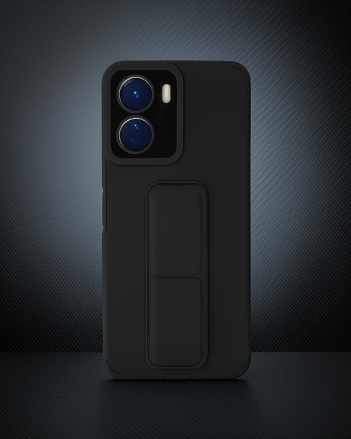 Vivo Y16 Kılıf Mega Standlı Silikon - Siyah