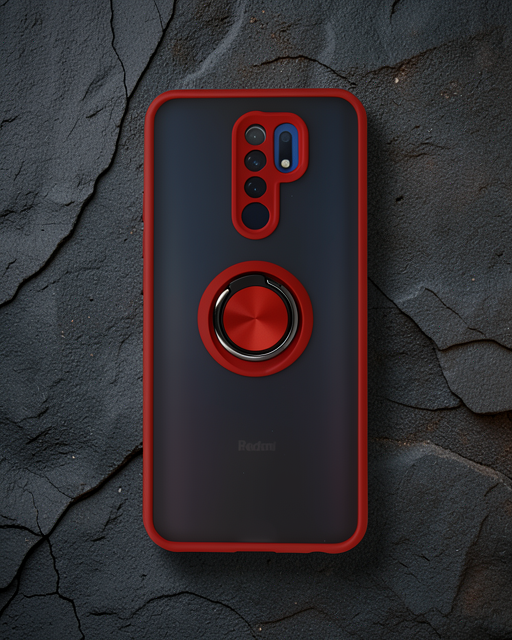 Xiaomi Redmi 9 Kılıf Montreal Yüzüklü Silikon Kapak - Kırmızı