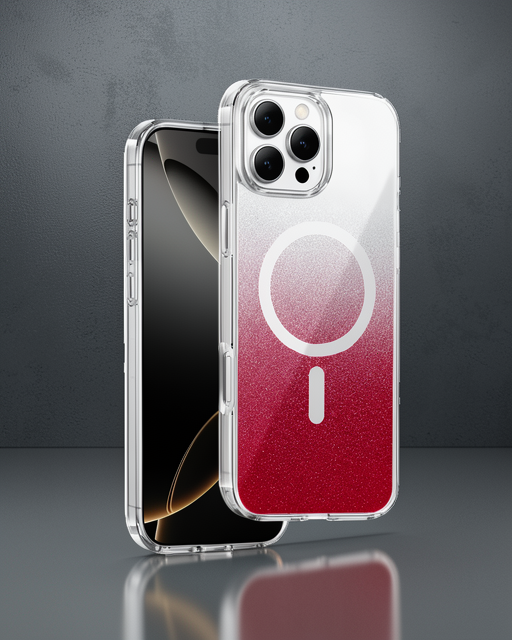 Onegif Apple İphone 16 Pro Max Sora Simli Magsafe Kapak - Kırmızı