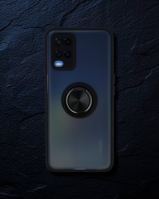 Oppo A54 4g Kılıf Montreal Yüzüklü Silikon Kapak - Siyah