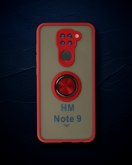 Xiaomi Redmi Note 9 Kılıf Montreal Yüzüklü Silikon Kapak - Kırmızı