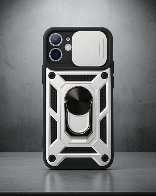 Apple İphone 11 Kılıf Pars Lens Yüzüklü Silikon - Gümüş