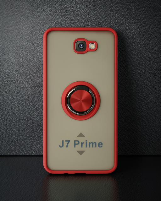 Samsung Galaxy J7 Prime Kılıf Montreal Yüzüklü Silikon Kapak - Kırmızı