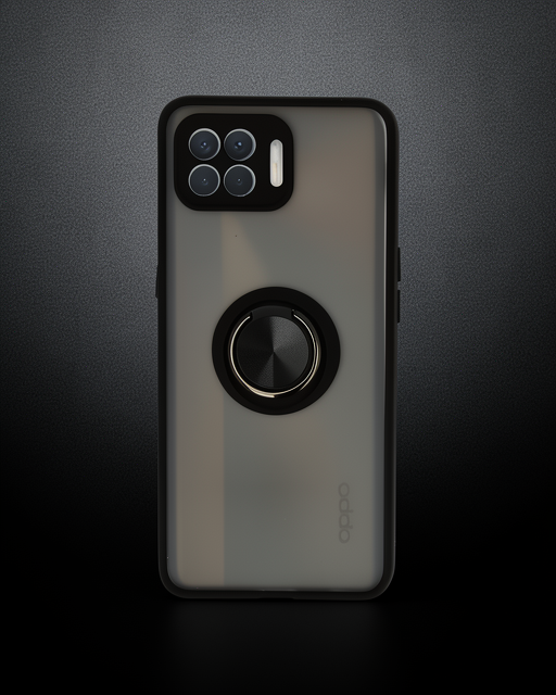 Oppo Reno 4 Lite Kılıf Montreal Yüzüklü Silikon Kapak - Siyah