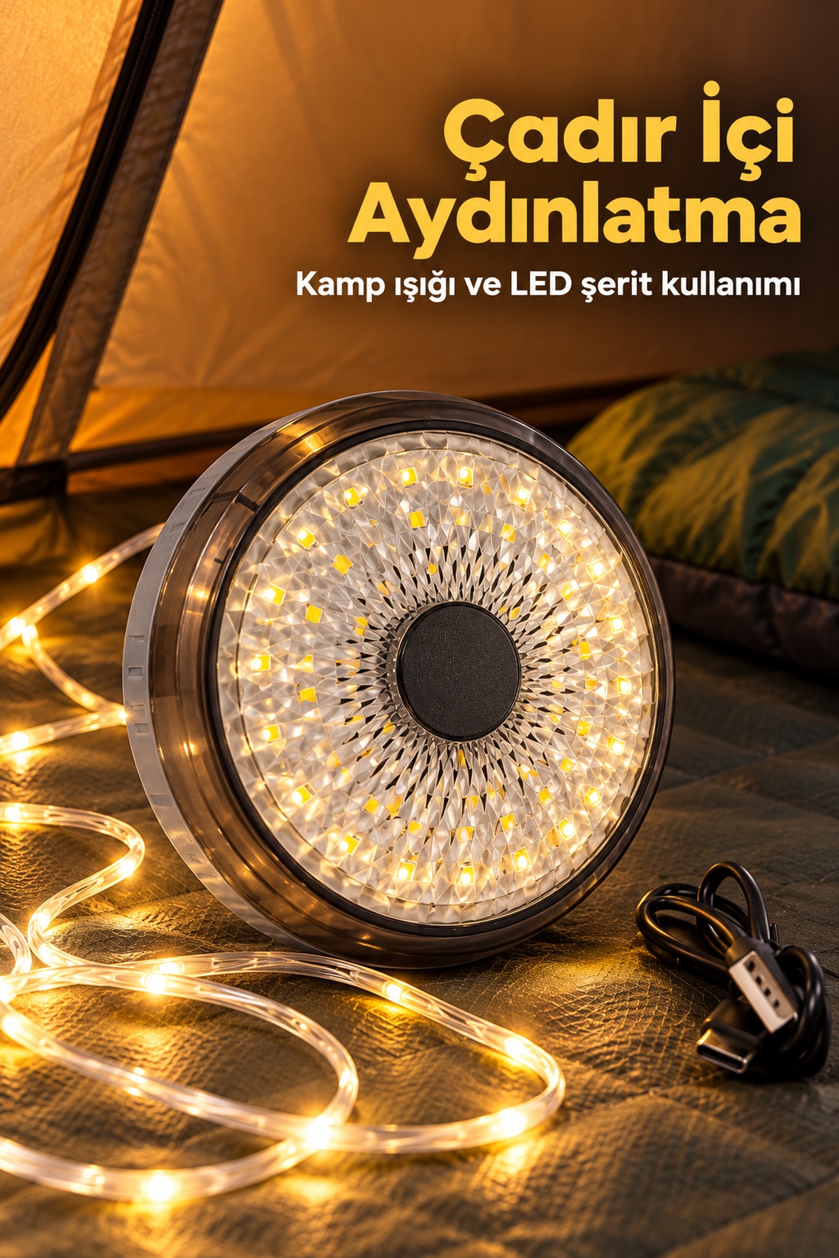 Şarjlı Kamp Lambası ve Çok Modlu LED Şerit Işık