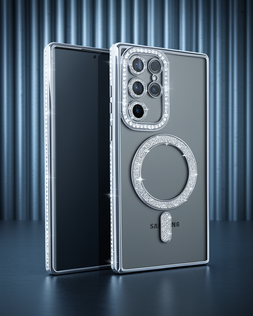 Samsung Galaxy S25 Ultra Kılıf Joke Simli Magneticsafe Kılıf - Gümüş