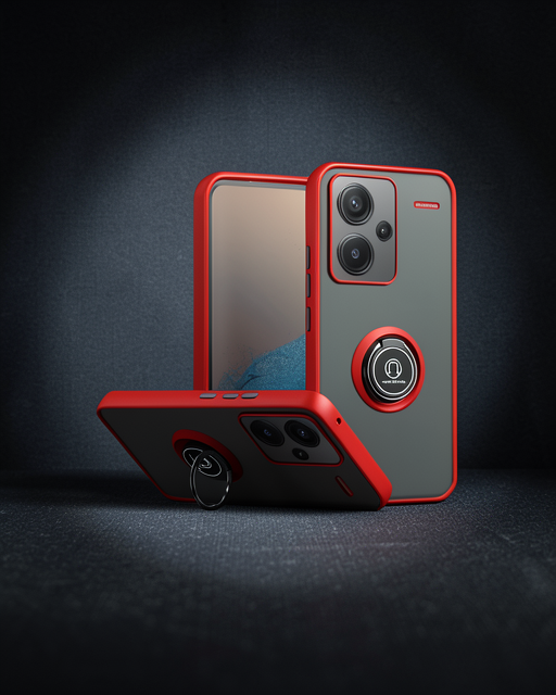 Xiaomi Redmi Note 13 Pro Plus Kılıf Montreal Yüzüklü Silikon Kapak - Kırmızı