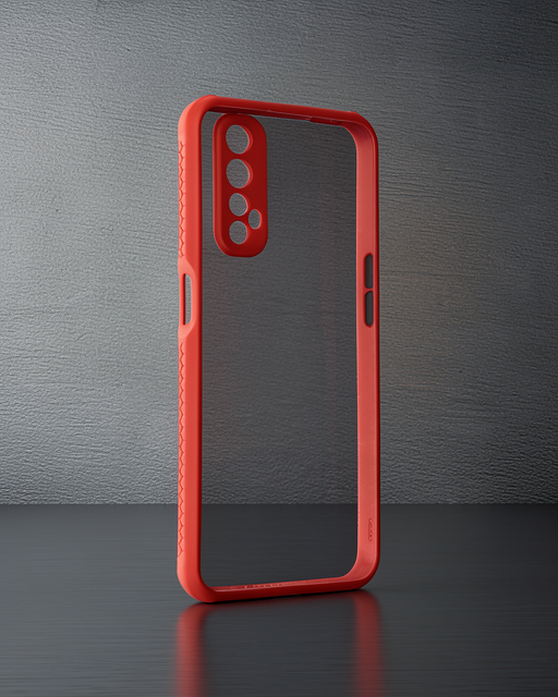 Realme 7 Kılıf Miami Şeffaf Silikon - Kırmızı
