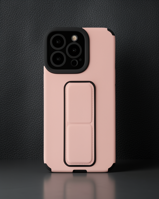 Apple İphone 14 Pro Kılıf Mega Standlı Silikon - Pudra