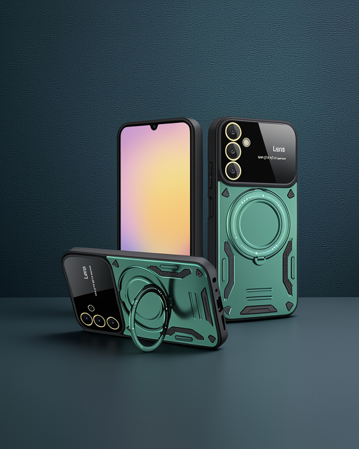 Samsung Galaxy A25 5g Kılıf Joy Lens Standlı Kapak - Koyu Yeşil