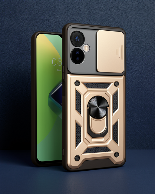 İnfinix Hot 30 4g Kılıf Pars Lens Yüzüklü Silikon - Gold