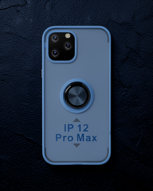 Apple İphone 12 Pro Max Kılıf Montreal Yüzüklü Silikon Kapak - Buz Mavi