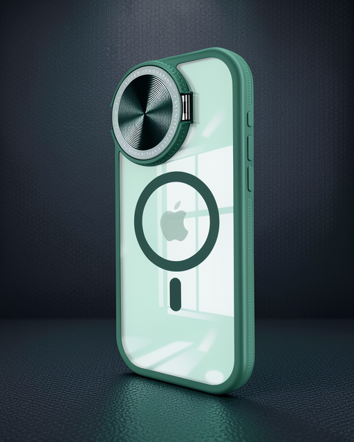 Apple İphone 15 Pro Kılıf Teleskop Lens Magsafe Silikon Kapak - Koyu Yeşil