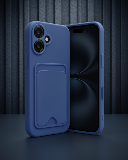 Apple İphone 16 Kılıf Kelvin Kartvizitli Silikon - Lacivert