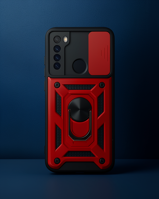 Xiaomi Redmi Note 8 Kılıf Pars Lens Yüzüklü Silikon - Kırmızı