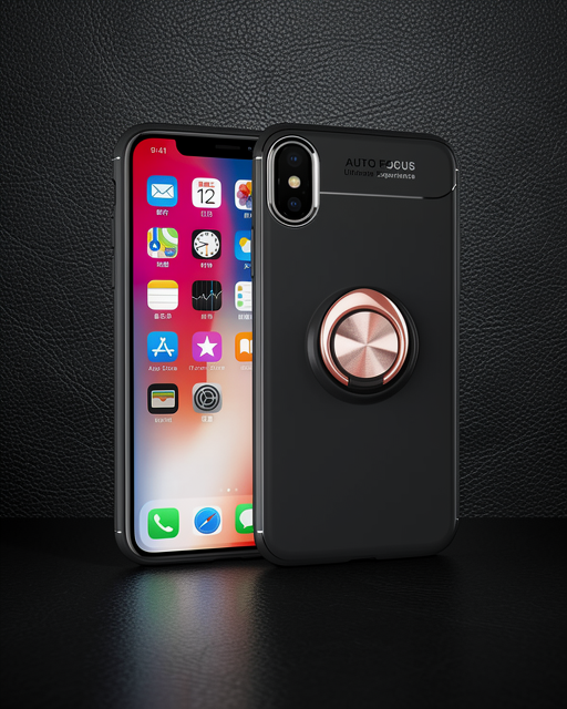 Apple İphone Xs Max Kılıf Range Yüzüklü Silikon - Siyah-gold
