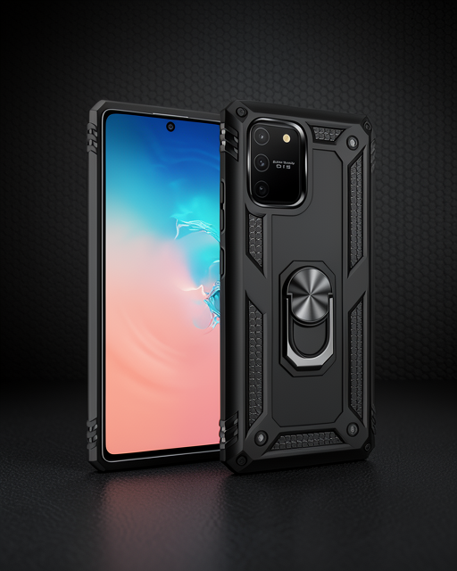 Samsung Galaxy A91 / S10 Lite Kılıf Sofya Yüzüklü Silikon Kapak - Siyah