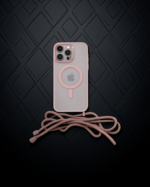 Apple İphone 13 Pro Max Kılıf Divo Lazer Askılı Magsafe Kapak - Pembe