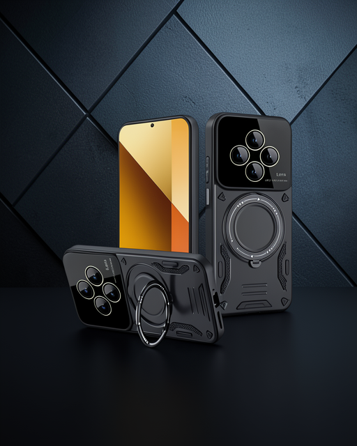 Xiaomi Redmi 14c Kılıf Joy Lens Standlı Kapak - Siyah
