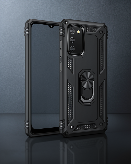 Samsung Galaxy A03s Kılıf Sofya Yüzüklü Silikon Kapak - Siyah