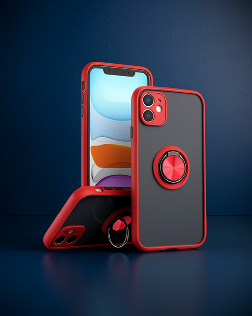 Apple İphone 11 Kılıf Montreal Yüzüklü Silikon Kapak - Kırmızı