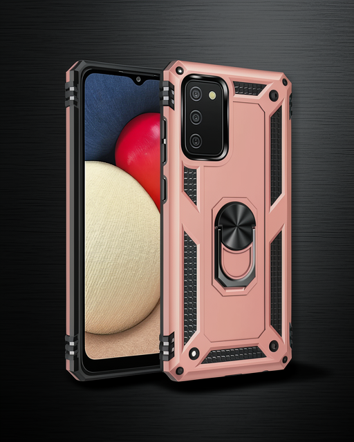 Samsung Galaxy A02s Kılıf Sofya Yüzüklü Silikon Kapak - Rose