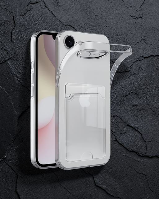 Apple İphone 16e Kılıf Kart Şeffaf Silikon - Şeffaf