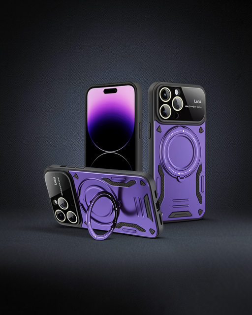 Apple İphone 16 Pro Max Kılıf Joy Lens Standlı Kapak - Mor