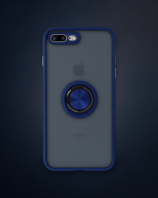 Apple İphone 7 Plus Kılıf Montreal Yüzüklü Silikon Kapak - Lacivert