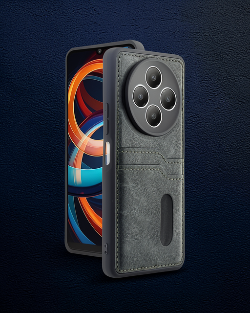 Xiaomi Redmi 14c Kılıf Sara Kartvizitli Deri Kılıf - Koyu Yeşil