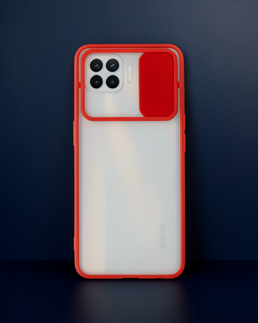 Oppo Reno 4 Lite Kılıf Palm Buzlu Kamera Sürgülü Silikon - Kırmızı