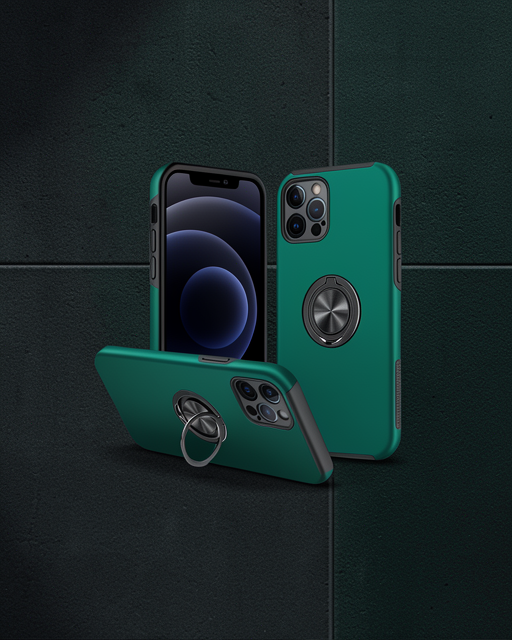 Apple İphone 12 Pro Max Kılıf Elit Yüzüklü Kapak - Yeşil