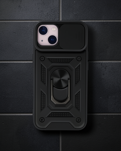 Apple İphone 14 Kılıf Pars Lens Yüzüklü Silikon - Siyah