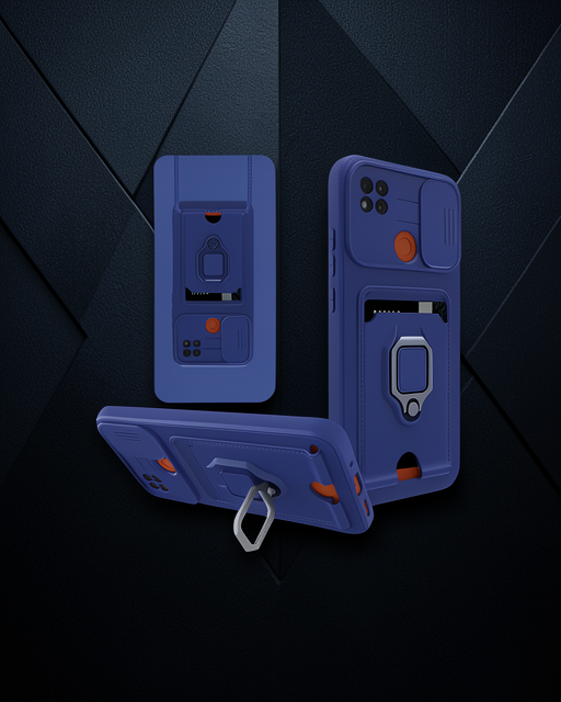 Xiaomi Redmi 9c Kılıf Zuma Kartvizitli Yüzüklü Silikon - Lacivert