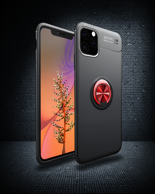 Apple İphone 11 Pro Max Kılıf Range Yüzüklü Silikon - Siyah-kırmızı