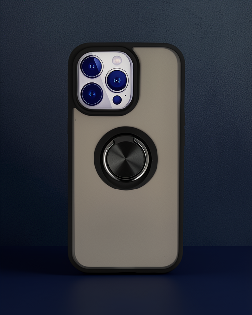 Apple İphone 15 Pro Kılıf Montreal Yüzüklü Silikon Kapak - Siyah