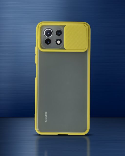 Xiaomi Mi 11 Lite Kılıf Palm Buzlu Kamera Sürgülü Silikon - Sarı