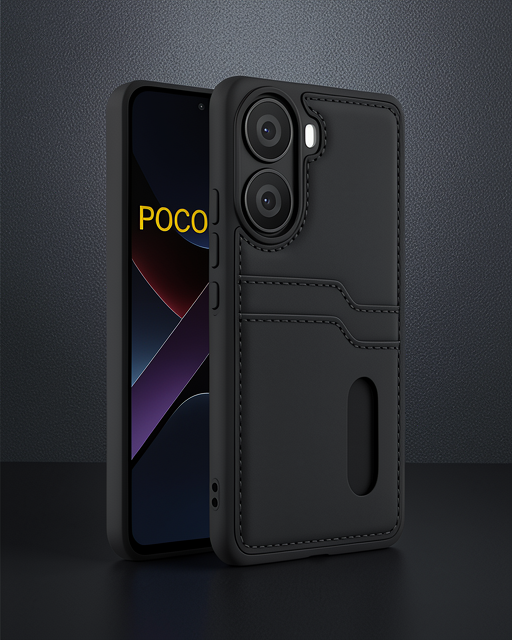 Xiaomi Poco X7 Pro Kılıf Sara Kartvizitli Deri Kılıf - Siyah